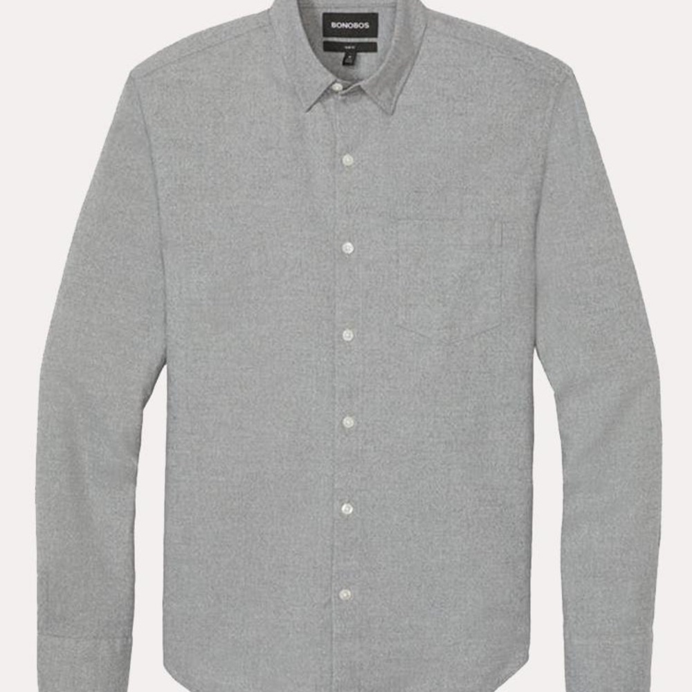 Bonobos Unbutton Down Shirt Grey Herringbone
